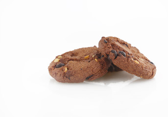 Chocolate homemade pastry biscuits isolated on white background