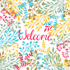 greeting card with multicolored plants