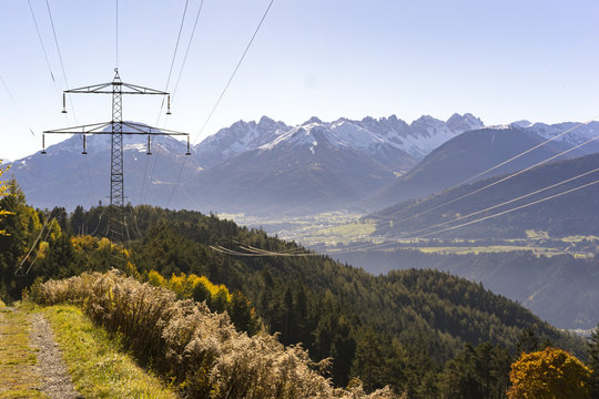 Electricity pylon crossing the alps in the Tirol