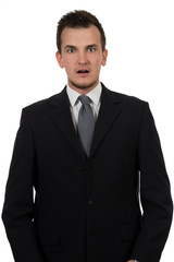Young handsome man in black suit