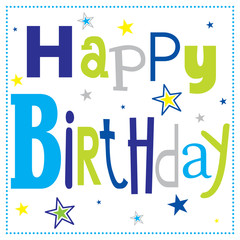 Boys Birthday card with Happy Birthday Typescript design vector illustration. EPS 10 & HI-RES JPG Included 