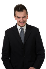 Young handsome man in black suit