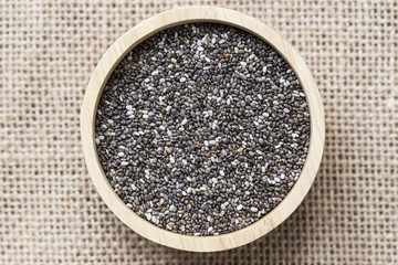 chia seeds on wood table background