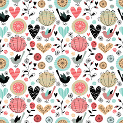 Romantic vector seamless pattern