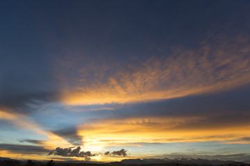 Sunset on the Andean mountains in Cusco, Peru