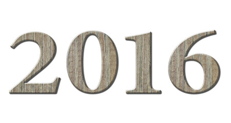 2016 wooden number for new year isolated on white.