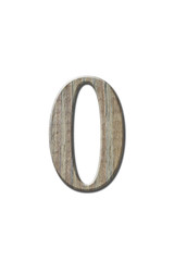 Wooden number isolated on white. Clipping path.
