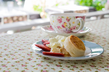 Strawberry with cream dessert.