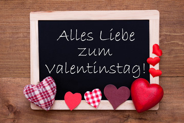 Blackboard, Red Hearts, Text Liebe Valentinstag Means Happy Valentines Day © Nelos