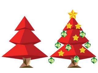 Red Polygonal Christmas Tree