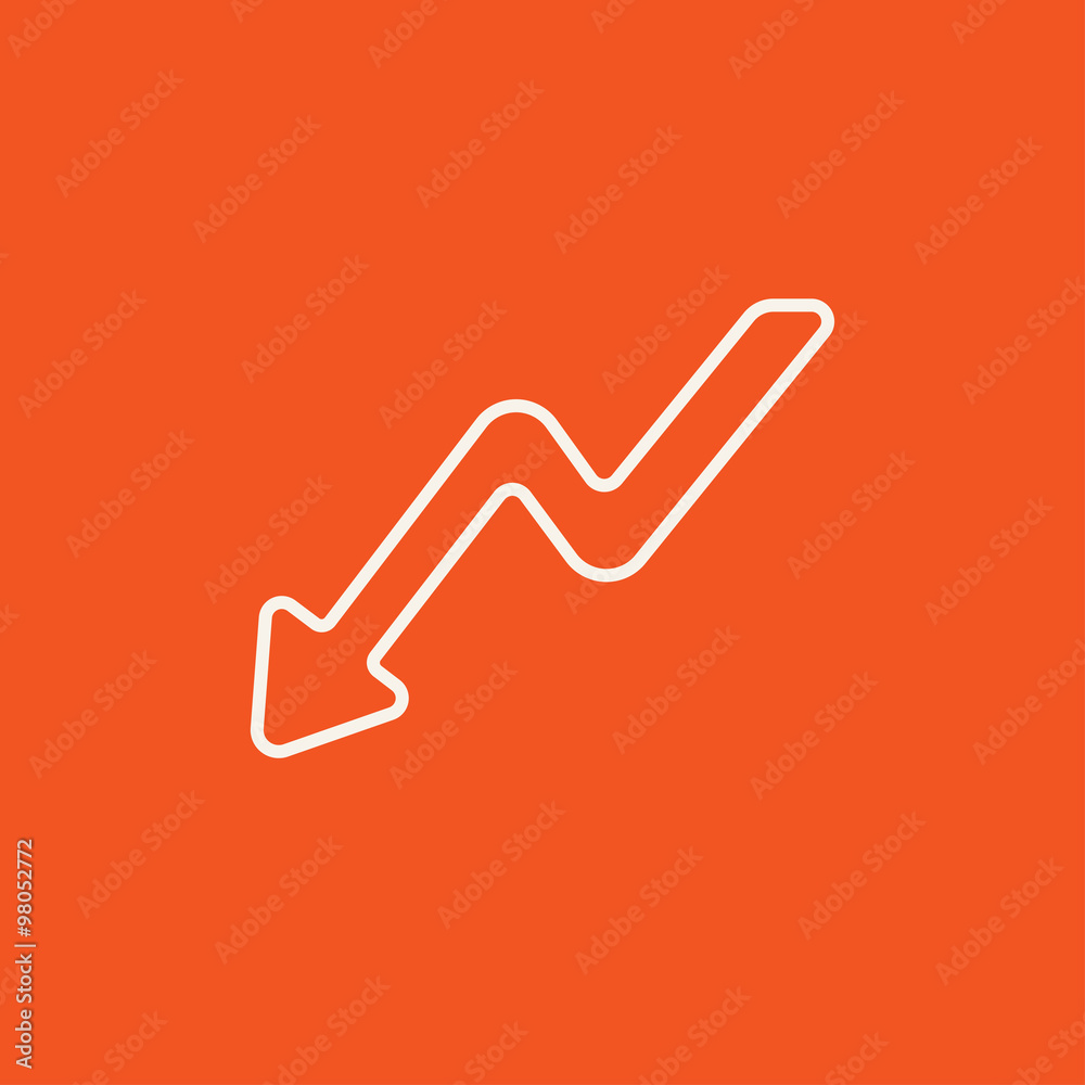 Sticker arrow downward line icon.