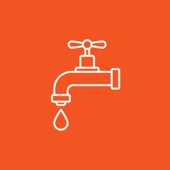 Dripping tap with drop line icon.