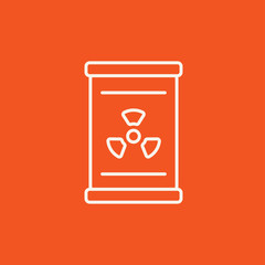 Barrel with ionizing radiation sign line icon.