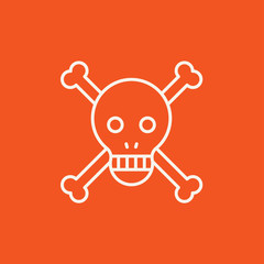 Skull and cross bones line icon.