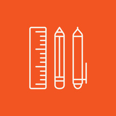 School supplies line icon.