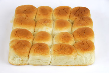 sweet bread rolls on white background