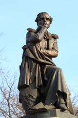 Bronze sculpture to famous Russian poet Lermontov. Pyatigorsk, R