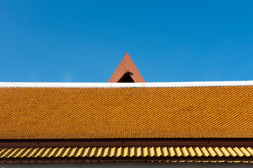 Thailand temple roof with blue sky