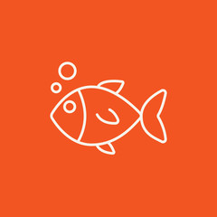 Little fish under water line icon.