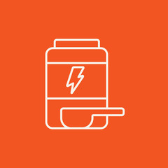 Sport nutrition container line icon.