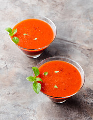 Gazpacho summer soup in glass 