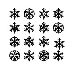 Snowflake winter set (vector ). Graphic crystal frozen decoration for design. Isolated.