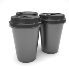 Three paper coffee cups