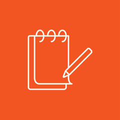 Notepad with pencil line icon.