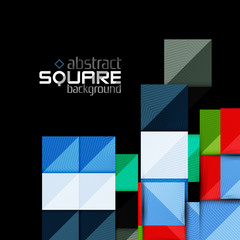 Glossy color squares on black. Geometric abstract background