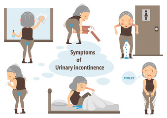 Diseases of Urine discharge old woman Infographic.vector illustration 
