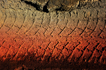 abstract wheel trail, dry soil, sweet dreamy