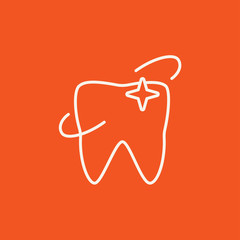 Shining tooth line icon.