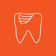 Tooth decay line icon.