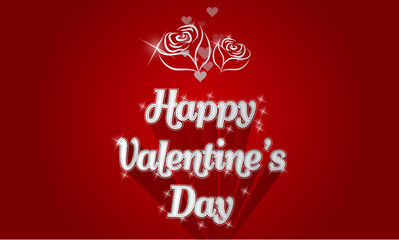 Happy Valentines day card with shadows roses and lighting effect