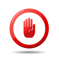No entry hand sign on white background