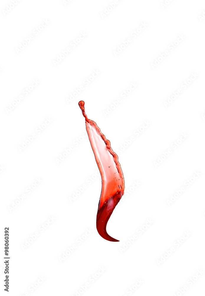 Wall mural Red wine splashes isolated on white background