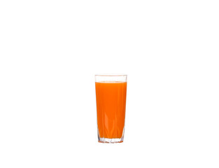 Carrot juice and slices of carrot isolated on white