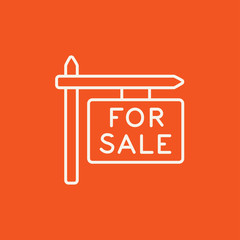 For sale signboard line icon.