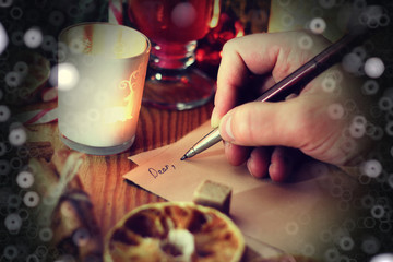 Fototapeta na wymiar christmas hand writing story
