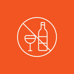 No alcohol sign line icon.