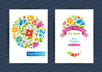 Bright floral cards in summer style.