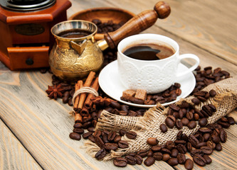 coffee cup and metal turk
