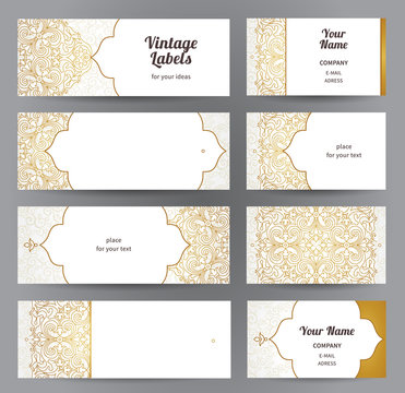 Vector set of ornate horizontal cards in  Eastern style.