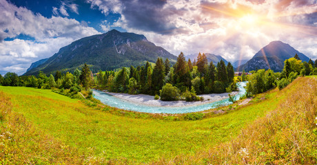 Naklejka premium Summer scene of the Triglav mountain range
