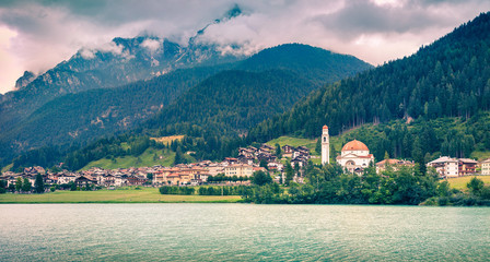 Fototapeta premium Italian dolomites mountain lake Santa Caterina