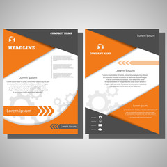 Orange grey Brochure Flyer design infographic size A4, Front pag