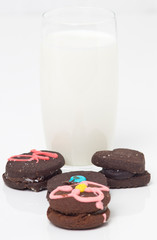 Breakfast with milk and chocolate chip cookies