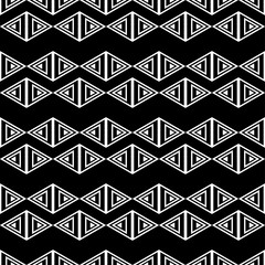 Seamless black and white background with abstract geometric shapes