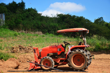 Wheel Dozer tractor in natural and mountain
