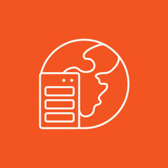 Server and globe line icon.